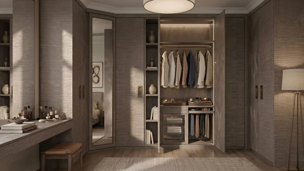 Bespoke Wardrobe Leather Finish